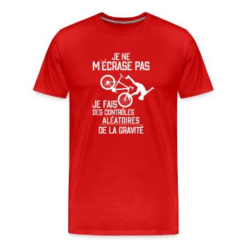 Vélo Gravité - T-shirt bio Premium Homme - rouge - Devant - Damien (186cm)