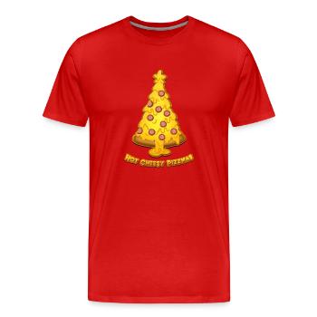 Hot Cheesy Pizzmas - Men's Premium Organic T-Shirt - red - Front - Damien (186cm)