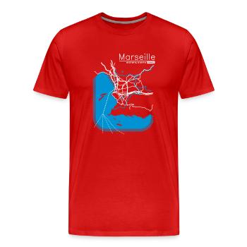 Carte marseille (2 couleurs) - T-shirt bio Premium Homme - rouge - Devant - Damien (186cm)