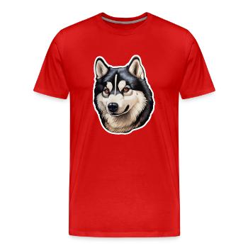 Tête de husky de Sibérie - T-shirt bio Premium Homme - rouge - Devant - Damien (186cm)