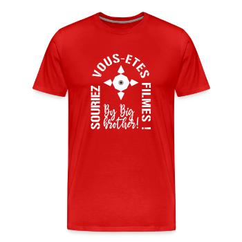 souriez vous etes filmes - T-shirt bio Premium Homme - rouge - Devant - Damien (186cm)