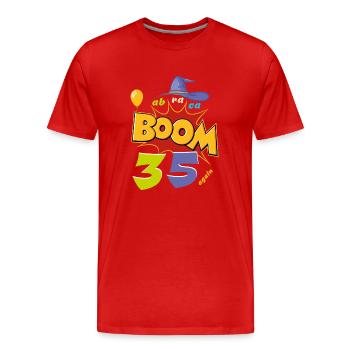 Geburtstag - Birthday Abraca-BOOM 35 again - Men's Premium Organic T-Shirt - red - Front - Damien (186cm)