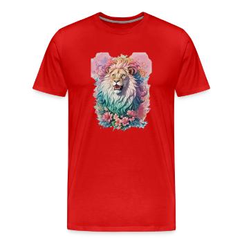 Aquarelle Lion - T-shirt bio Premium Homme - rouge - Devant - Damien (186cm)
