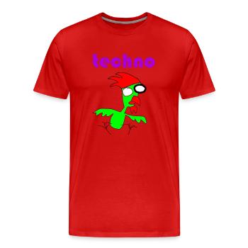 techno huhn - Männer Premium Bio T-Shirt - Rot - Vorne - Damien (186cm)
