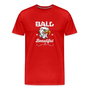 Glatzköpfige und schöne, urkomische Adler-Spielereien - Männer Premium Bio T-Shirt - Rot - Vorne - Damien (186cm)