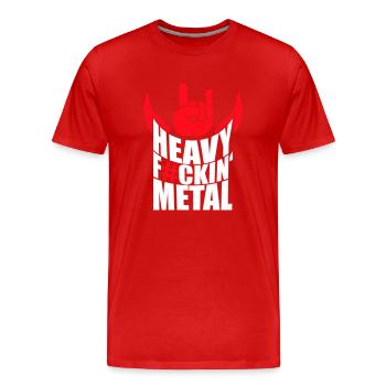 Heavy F#ckin' Metal Hard Rock Music Text Fun Quote - Men's Premium Organic T-Shirt - red - Front - Damien (186cm)