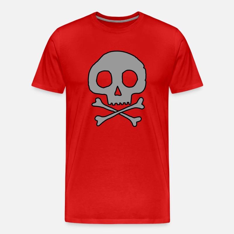 Schädel und Knochen - Männer Premium Bio T-Shirt - Rot