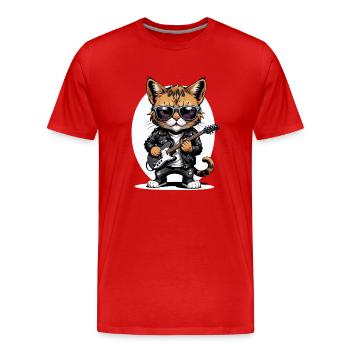 Cat Rocker Cat HardRock Gift - T-shirt bio Premium Homme - rouge - Devant - Damien (186cm)