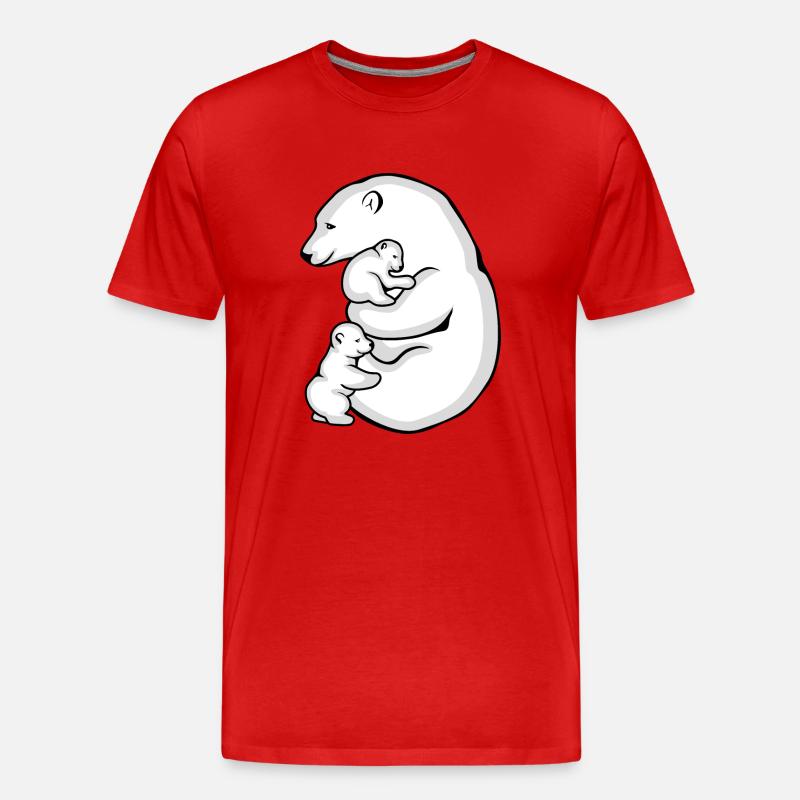 Eisbärin mit ihren beiden Babys - Männer Premium Bio T-Shirt - Rot
