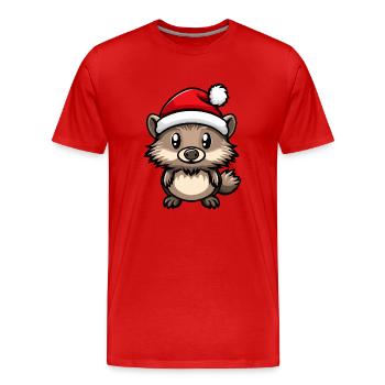 Noël hérisson - T-shirt bio Premium Homme - rouge - Devant - Damien (186cm)
