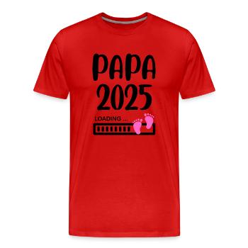 Papa 2025 idée annonce grossesse - T-shirt bio Premium Homme - rouge - Devant - Damien (186cm)