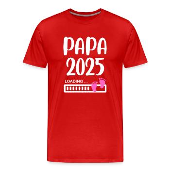 Papa 2025 idée annonce grossesse fille - T-shirt bio Premium Homme - rouge - Devant - Damien (186cm)