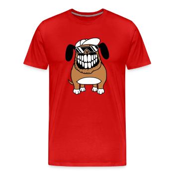 Dog Monster Nasty Teeth Grin Smile - Men's Premium Organic T-Shirt - red - Front - Damien (186cm)