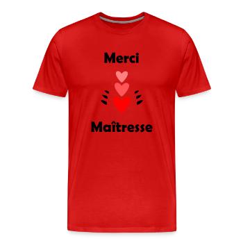 MISTRESS. THANK YOU. THANK YOU MISTRESS - Men's Premium Organic T-Shirt - red - Front - Damien (186cm)