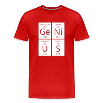 Chimie Genius - Ge Ni US - T-shirt bio Premium Homme - rouge - Devant - Damien (186cm)