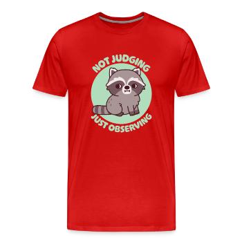 Œil latéral mignon de raton laveur Ne pas juger Juste observer - T-shirt bio Premium Homme - rouge - Devant - Damien (186cm)