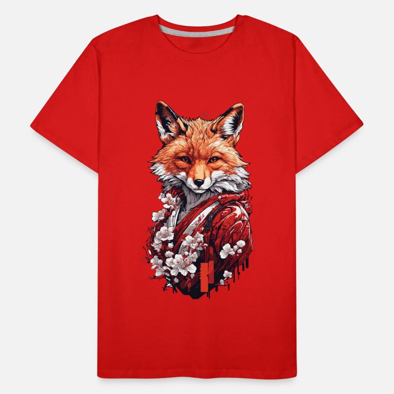 Magic Fox & Cherry Blossoms Japanese Aesthetics Men's Premium Organic T-Shirt