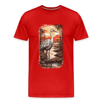 African Stork Aesthetic & Nature Bird Design - Men's Premium Organic T-Shirt - red - Front - Damien (186cm)