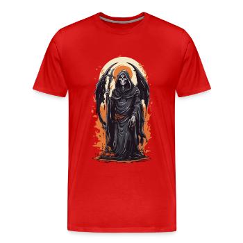 Winged Grim Reaper Halloween Horror Gothic - Men's Premium Organic T-Shirt - red - Front - Damien (186cm)