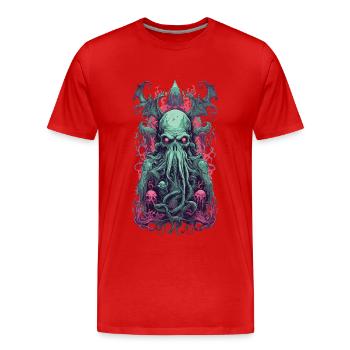 Gothic Demon Underworld Halloween Tentacle Monster - Men's Premium Organic T-Shirt - red - Front - Damien (186cm)