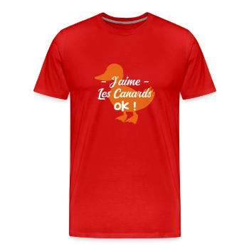 J'aime les canards Ok ! - T-shirt bio Premium Homme - rouge - Devant - Damien (186cm)