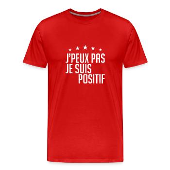 Je peux pas je suis positif - T-shirt bio Premium Homme - rouge - Devant - Damien (186cm)