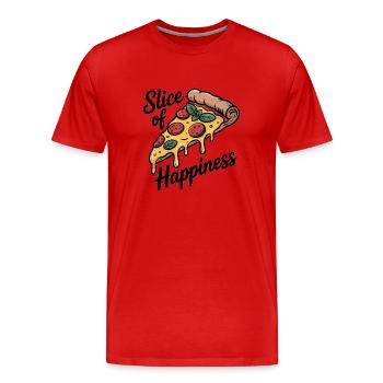Slice of Happiness - Pizza - Männer Premium Bio T-Shirt - Rot - Vorne - Damien (186cm)