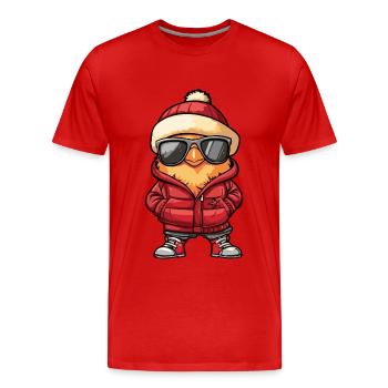 Poulet Cool BD - T-shirt bio Premium Homme - rouge - Devant - Damien (186cm)