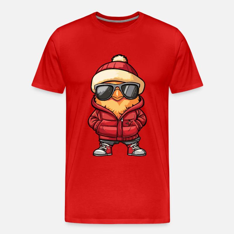 Huhn Cool Comic - Männer Premium Bio T-Shirt - Rot