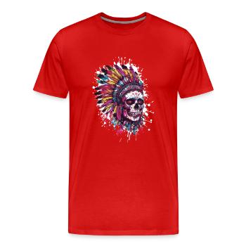 Crâne indien - T-shirt bio Premium Homme - rouge - Devant - Damien (186cm)
