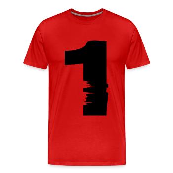 1 chiffre - T-shirt bio Premium Homme - rouge - Devant - Damien (186cm)