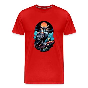 Great owl eagle owl by moonlight - Men's Premium Organic T-Shirt - red - Front - Damien (186cm)