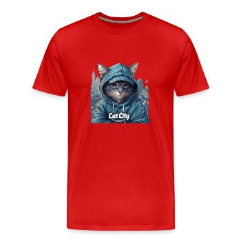Purring Trends: Cat City Fashion for Trends - Men's Premium Organic T-Shirt - red - Front - Damien (186cm)