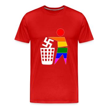 halte deine umwelt sauber - gegen rechts - Männer Premium Bio T-Shirt - Rot - Vorne - Damien (186cm)