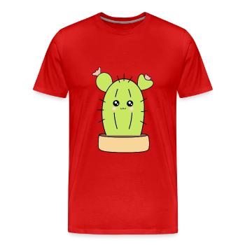 Cactus Kawaii Plante Kawaii Succulentes Kawaii - T-shirt bio Premium Homme - rouge - Devant - Damien (186cm)