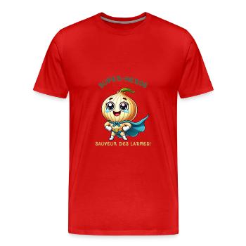 Superhero - Savior of Tears - Men's Premium Organic T-Shirt - red - Front - Damien (186cm)