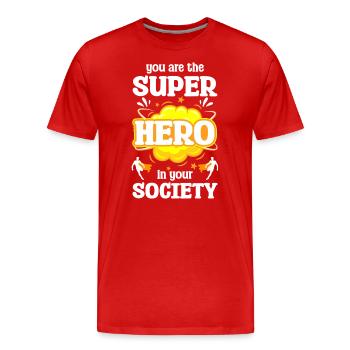 Hero Savior Lifesaver Role Model - Men's Premium Organic T-Shirt - red - Front - Damien (186cm)