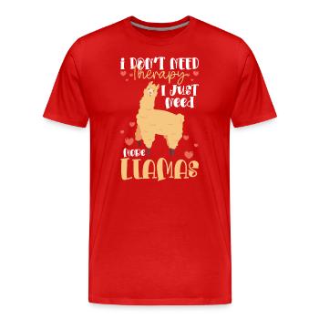 Llama Nutztier Tier Weich - Männer Premium Bio T-Shirt - Rot - Vorne - Damien (186cm)