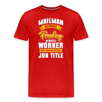 Postman Package Work - Men's Premium Organic T-Shirt - red - Front - Damien (186cm)