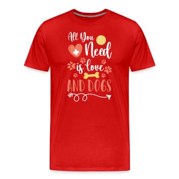 Hundebesitzer Liebe Herrchen - Männer Premium Bio T-Shirt - Rot - Vorne - Damien (186cm)