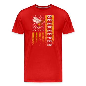 Abeilles reproductrices en nid d’abeille - T-shirt bio Premium Homme - rouge - Devant - Damien (186cm)