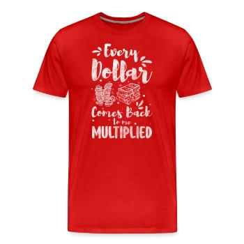 Reich Freiheit Dollar Kapitalismus - Männer Premium Bio T-Shirt - Rot - Vorne - Damien (186cm)