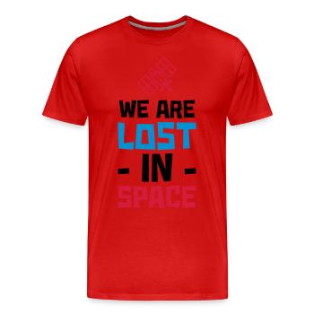 WE ARE LOST IN SPACE - SATELLITE - Männer Premium Bio T-Shirt - Rot - Vorne - Damien (186cm)