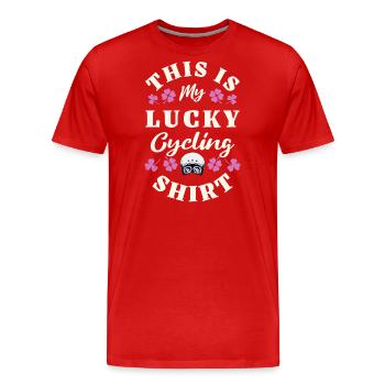 Chemise de cyclisme chanceux - T-shirt bio Premium Homme - rouge - Devant - Damien (186cm)