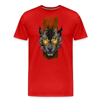 Strahlender Zorn: Glühender wütender Tiger - Männer Premium Bio T-Shirt - Rot - Vorne - Damien (186cm)
