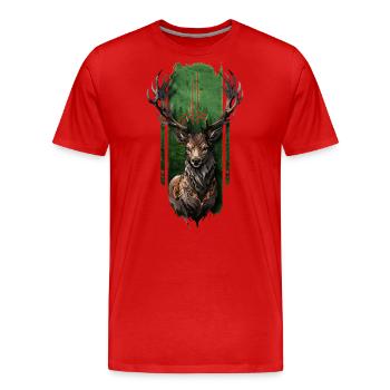 Regal Stag - Men's Premium Organic T-Shirt - red - Front - Damien (186cm)