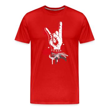 Signes de la main métal et de rock - T-shirt bio Premium Homme - rouge - Devant - Damien (186cm)