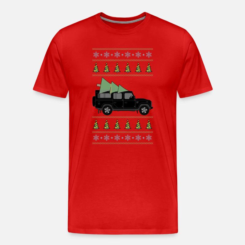 Defender 110 Black Christmas Light - Männer Premium Bio T-Shirt - Rot