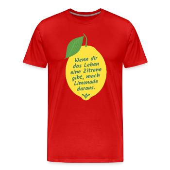 Zitronen Limonade Spruch Zitat Quote - Männer Premium Bio T-Shirt - Rot - Vorne - Damien (186cm)