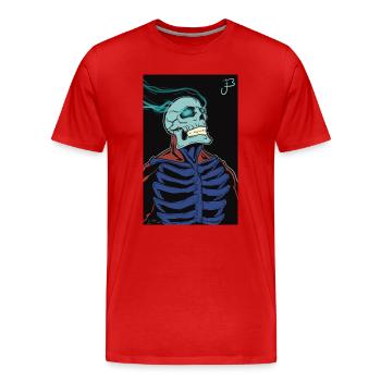 Squelette enflammé dans une cape - T-shirt bio Premium Homme - rouge - Devant - Damien (186cm)